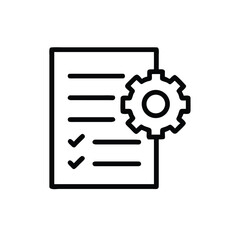 Fototapeta premium checklist, gear, settings, task, list, control, management, process, optimize, thin, line, icon