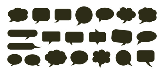 Fototapeta premium A set of black speech bubble icons in various shapes and sizes for communication