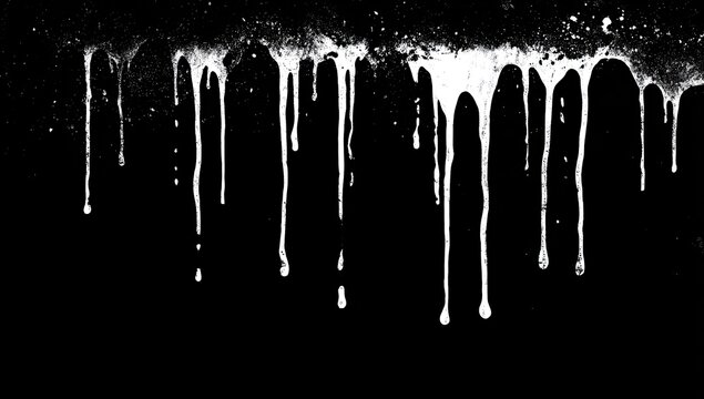White viscous fluid drips down from a dark, textured surface