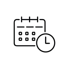 calendar, clock, schedule, time, date, planner, thin, line, outline, minimal, event, reminder,