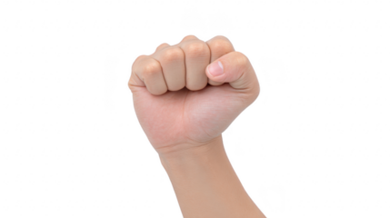 Clenched fist human hand isolated gesture skin closed emotion power strength protest sign clenched fist of human hand isolated transparency background showing gesture of strength power
