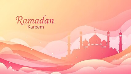 Ramadan Kareem a mosque in the background