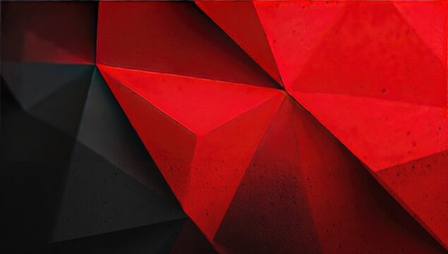 Abstract geometric background of red and black triangular shapes - Powered by Adobe