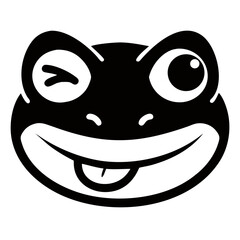 Fototapeta premium Playful cartoon frog with a mischievous wink and tongue sticking out