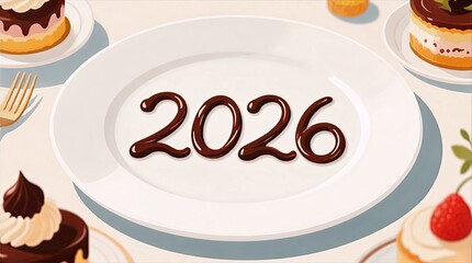 2026 Chocolate Dessert Plate Writing