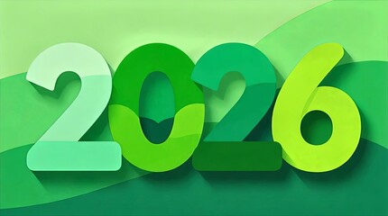 2026 Green Gradient Wavy Pattern Typography