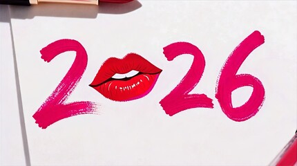2026 Lipstick Kiss Makeup Typography