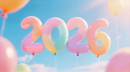 2026 Balloons in Blue Sky