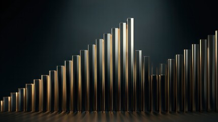 Obraz premium Growth and Success Chart: An abstract depiction of ascending bars suggests upward trajectory, representing concepts like progress, gains, and achievements.