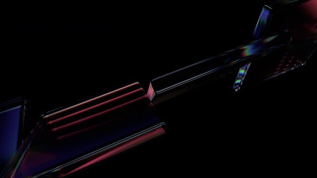 Abstract animation, 3d render of rotating glass blocks, 4k seamless looped video
