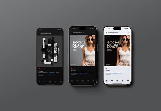Social Media Post Mockup &ndash; App Screen & Phone 17 (3 Objects)