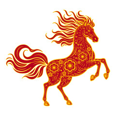 Vector illustration of Chinese New Year 2026 Fire Horse on transparent background