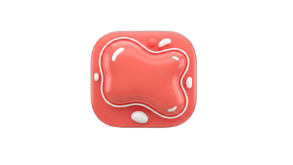 3D Rendered Red Blob with White Accents on White Background