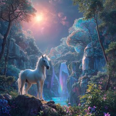 fantasy landscape with horse