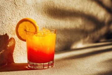 Vibrant cocktail in sunlight
