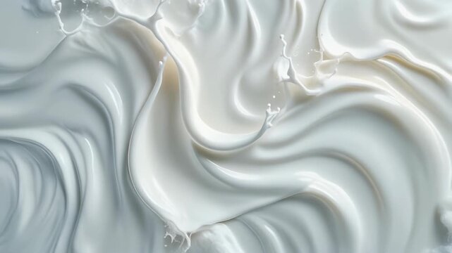 Swirls of White Cream Move Over a Smooth Surface