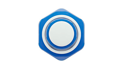 Abstract Blue Hexagon with Circles on White Background