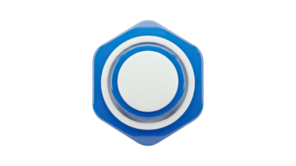 Abstract Blue Hexagon with Circles on White Background