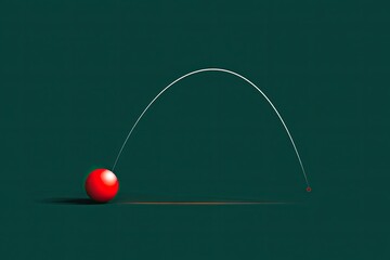 A red sphere follows a parabolic trajectory against a dark teal background