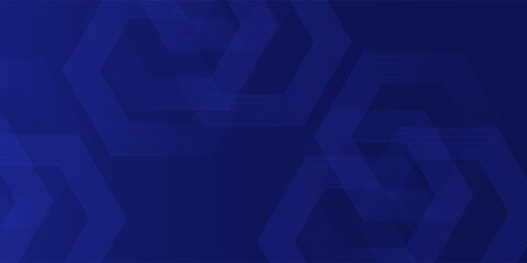 Abstract hexagonal on dark blue gradient background. Futuristic digital technology design. Simple wallpaper. Vector illustration.