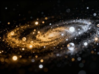 Spiral galaxy with glowing stars and cosmic dust in deep space