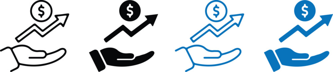 four hand holding increase growth money growth dollar sign logo vector illustration art 