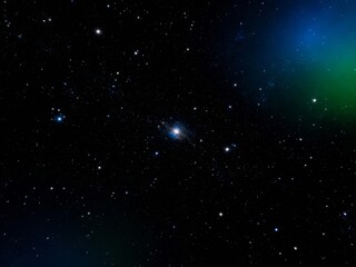 Fototapeta premium Starry night sky with distant galaxy and nebula glow