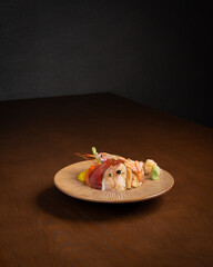 Luxury Seafood Sashimi Donburi Served With Side Dish