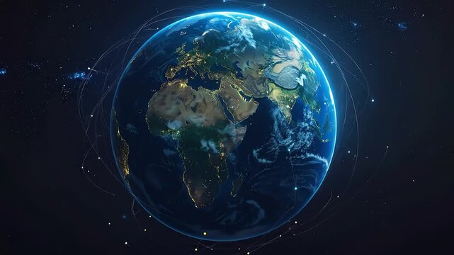 Stunning Visualization of Planet Earth with Global Network Connections in Space