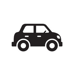 Black Car Icon Silhouette Isolated on White Background