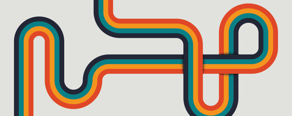 Retro vintage 70s style stripes background poster lines. shapes vector design graphic 1970s retro background. abstract stylish 70s era line frame illustration	