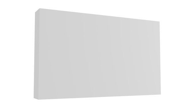 3D exhibition stand. White empty geometric square. White blank promotion. Presentation event room display. Blank wall. Blank mock-up box product isolated. Mockup for press wall, pop up. Template