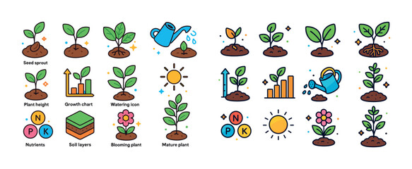 Obraz premium Growth stages of plants: seed sprout to mature plant