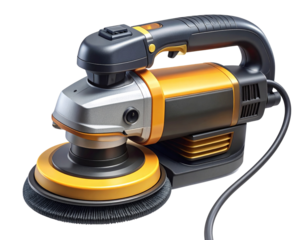  Angled Side View of Rotary Polishing Device, Isolated on Transparent Background.