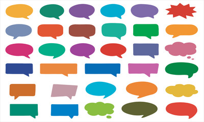 Set of Colorful Speech Bubble Icons and Comic Chat Cloud Text Box Templates