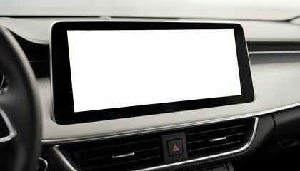 Modern car dashboard with blank touchscreen display for customization