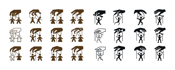 Fototapeta premium Collection of human manipulation sign illustrations in various s