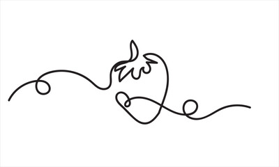 Continuous One Line Drawing of Strawberry Fruit Minimalist Vector Art