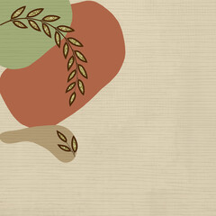 Boho Abstract Botanical Shapes with Gold Leaf Details