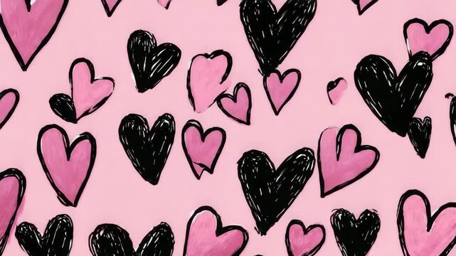 pink handdrawn dynamic hearts illustrated animation