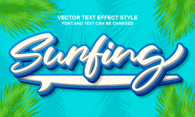 surfing beach tropical paradise island editable text effect font style template typography lettering