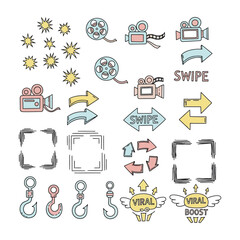 Collection of hand drawn doodle elements for design and decoration