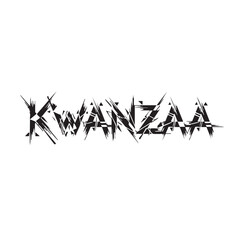 Artistic Abstract Lettering KWANZAA Created with Swirling Black Ink Strokes and Geometric Fragments on a Clean White Background