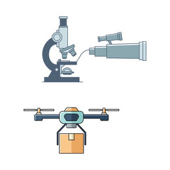 Digital microscope and drone delivery technology illustrations