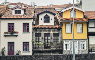 Colorful Traditional Houses in Guimaraes, Portugal