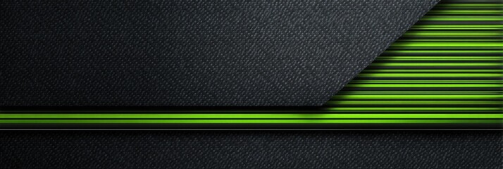 Abstract dark texture with green neon lines and geometric shapes, a modern graphic