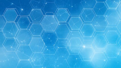 Obraz premium Blue Geometric Hexagon Pattern Overlay Wallpaper for Modern Designs
