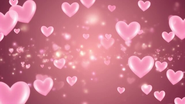 Soft Pink Floating Hearts on Dreamy Romantic Background AIFootage VFX
