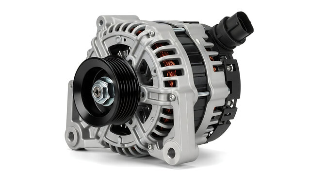 Car alternator with exposed internal components