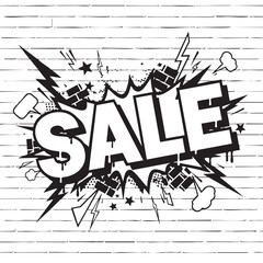 Hip-Hop Mural Style SALE with Bold Arrows, Smashed Bricks, Drippy Outlines, and Funky Comic Energy